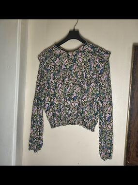 Ruffled floral Cottagecore romantic boho long sleeve blouse